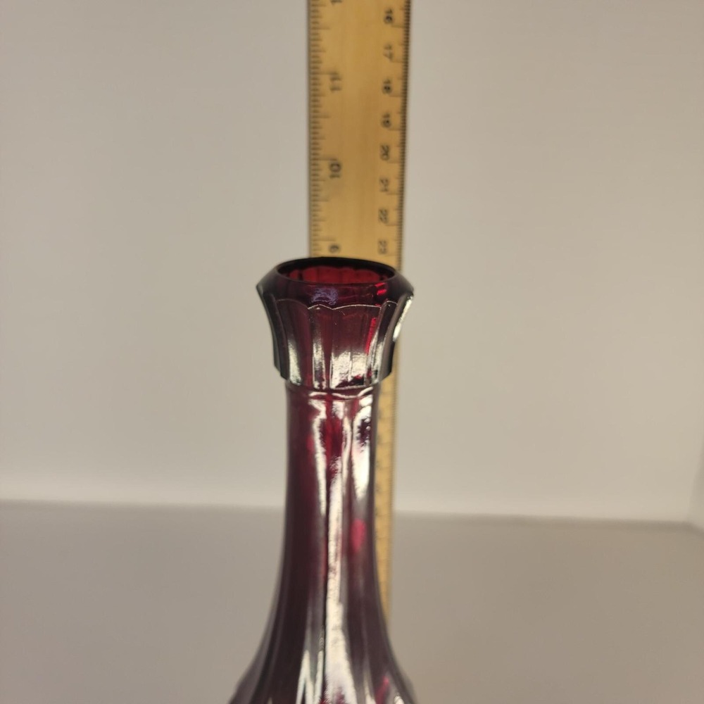 Vintage Wheaton Ruby Red Glass Bud Vase Bullseye Coin Dot MCM 9" Retro - Picture 7 of 7